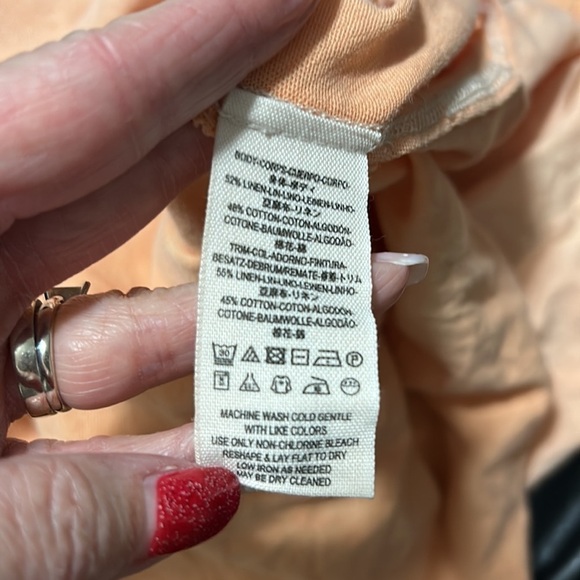 Free People We The Free First Love Oversized Peach Lace Up Long Sleeve Tee Sz XS - Picture 12 of 12